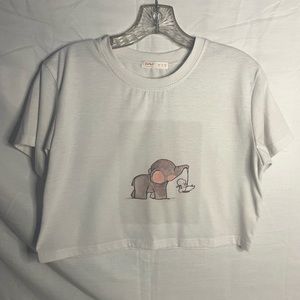 White crop top with cute picture.